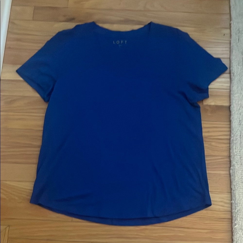 LOFT Blue Relaxed Short Sleeve V Neck Tee